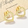 Brass Micro Pave Clear Cubic Zirconia Stud Earrings EJEW-P303-02B-G-2