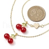 Cherry Lampwork Pendant Necklaces & Heart Link Bracelets Sets SJEW-JS01299-3