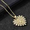 Brass Micro Pave Clear Cubic Zirconia Bee Heart Pendant Necklaces for Women NJEW-D311-01C-G-2