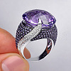 Oval Brass Micro Pave Cubic Zirconia Finger Rings for Women FS-WGFFB9D-03-2