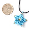 Glass Seed Beaded Star Pendant Necklaces NJEW-MZ00081-02-3