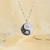 Elegant Brass Pave Black and White Cubic Zirconia Yin-yang Pendant Necklaces KO6375-2-3