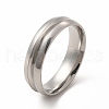 201 Stainless Steel Grooved Finger Ring Settings STAS-P323-05P-1