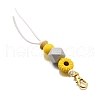 Sunflower Silicone & Natural Wood Beads Pendant Decorations HJEW-JM03080-01-4