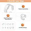 FIBLOOM 10Pcs 10 Style Alloy & Stainless Steel Open Cuff Ring RJEW-FI0001-13-3