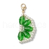 Orange Glass Pearl & Glass Beads Pendant Decorations HJEW-TA00336-01-2