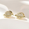 Brass Micro Pave Clear Cubic Zirconia Stud Earrings EJEW-A128-03G-4