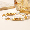 Mother's Day Jewellery Bohemian Style Natural Pearl & Electroplated Synthetic Non-magnetic Hematite Stretch Beaded Bracelets for Friends and Besties UB6444-3