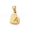 26Pcs Letter A~Z 304 Stainless Steel Heart Pendants with Crystal Rhinestone STAS-Z103-01G-M-2