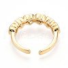 Brass Micro Pave Clear Cubic Zirconia Cuff Rings for Women KK-T074-14G-3