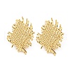 Woven Rhombus Brass Stud Earrings EJEW-R025-19G-4