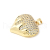 Brass Micro Pave Clear Cubic Zirconia Pendants ZIRC-I071-03G-01-2