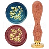 Brass Wax Seal Stamp with Rosewood Handle AJEW-WH0412-0035-1