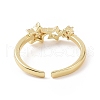 Clear Cubic Zirconia Hollow Out Star Open Cuff Ring RJEW-E072-23G-3