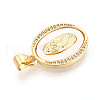 Brass Micro Pave Clear Cubic Zirconia Pendants KK-N268-24G-2