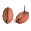 Resin & Walnut Wood Stud Earring Findings MAK-N032-004A-A05-3