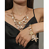 Alloy & Natural Shell & Plastic Pearl Pendant Necklaces & Bracelets Sets FS-WG6B6AD-01-2
