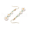 Flower Natural Freshwater Shell Dangle Earrings EJEW-JE06338-01-4