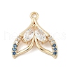 Brass Pave Light Sky Blue and Clear Cubic Zirconia Sea Animal Connector Charms KK-M326-07C-G-1