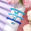 Electroplated Faceted Rondelle Glass Beaded Stretch Bracelet Sets BJEW-JB10482-3