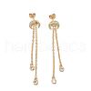 Brass Micro Pave Clear Cubic Zirconia Dangle Stud Earrings EJEW-K083-16G-1