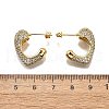 Brass Micro Pave Clear Cubic Zirconia Stud Earrings for Women EJEW-U056-01A-G-5