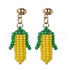 Corn 304 Stainless Steel Grade A Round Glass Seed Beads Dangle Stud Earrings EJEW-MZ00438-2