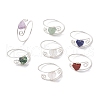 7Pcs Copper Wired Wrapped Natural Sodalite & Rose Quartz & Quartz Crystal & Indian Agate & Amethyst & Green Aventurine & Red Jasper Rings RJEW-JR00860-2