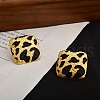 Leopard Print Brass Enamel Stud Earrings for Women EJEW-U055-15B-G-1
