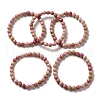 Natural Rhodonite Round Beaded Stretch Bracelet for Women BJEW-D446-F-27-3