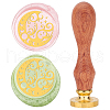 Brass Wax Seal Stamp with Wood Handle AJEW-WH0412-0017-1