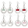 4 Pairs Brass & Glass & 304 Stainless Steel Dangle Earrings EJEW-JE06258-2