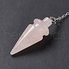 Natural Rose Quartz Pointed Dowsing Pendulums AJEW-B020-01P-08-4