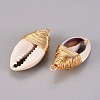 Natural Cowrie Shell Pendants KK-G391-27G-2