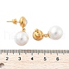 304 Stainless Steel Plastic Pearl Round Dangle Stud Earrings EJEW-V008-01G-2