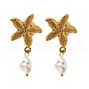 304 Stainless Steel Plastic Pearl Dangle Stud Earrings EJEW-G422-01G-01-2