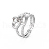 304 Stainless Steel Interlocking Heart Cuff Ring RJEW-N038-043P-3