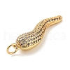 Rack Plating Brass Micro Pave Clear Cubic Zirconia Pendants KK-Z064-10G-2
