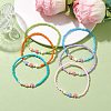 6Pcs 6 Colors Flower Acrylic Stretch Bracelets BJEW-JB10235-02-2