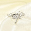 304 Stainless Steel Crystal Rhinestone Cuff Rings for Women RJEW-G338-02P-3