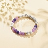Natural Weathered Agate(Dyed) & Howlite Round Beaded Stretch Bracelet BJEW-JB08087-02-2