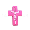 Cross with Word Jesus Food Grade Silicone Beads PW-WG41095-11-1