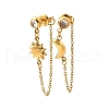 Moon & Sun 304 Stainless Steel Micro Pave Clear Cubic Zirconia Tassel Stud Earrings EJEW-B140-04G-4