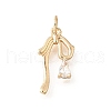 Brass Micro Pave Cubic Zirconia Pendants KK-V008-13G-03-1