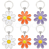 HOBBIESAY 6Pcs 3 Colors Daisy Alloy Enamel Pendant Keychain KEYC-HY0001-18-1