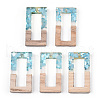 Transparent Resin & White Wood Pendants RESI-N039-48-1