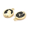 Rack Plating Alloy Black Enamel Pendants PALLOY-Q005-11G-2