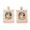 Brass Micro Pave Clear Cubic Zirconia Pendants for Women KK-T070-91A-06-1