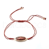 Natural Stone Oval  Link Bracelet BJEW-JB06861-2