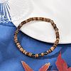 Natural Coconut Flat Round Beads Stretch Bracelets for Men BJEW-JB11636-02-1